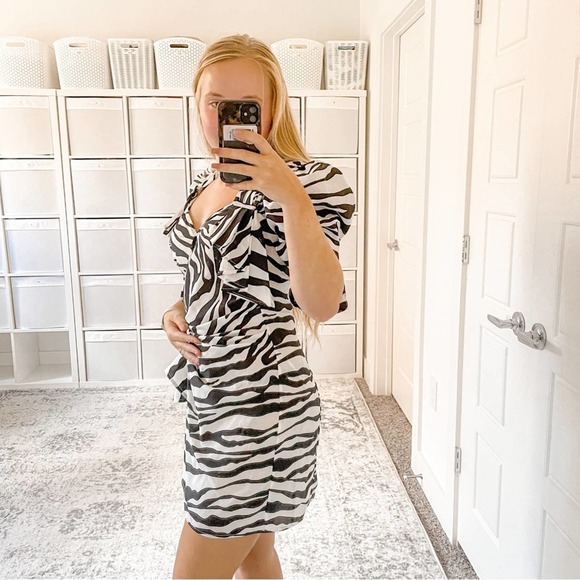 NEW THE ATTICO PAT ZEBRA PRINT MINI DRESS - Picture 6 of 14
